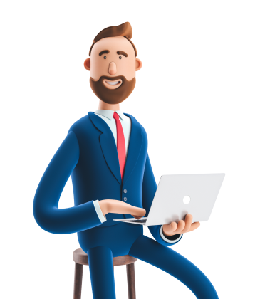3D Illustration. Portrait of a Handsome Businessman with Laptop. - Editada